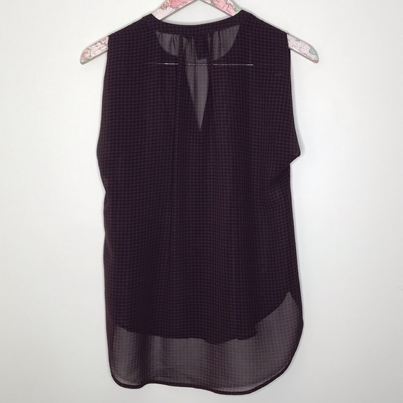 H&M Sheer Plaid Button Front Sleeveless Blouse 4 - Picture 7 of 7